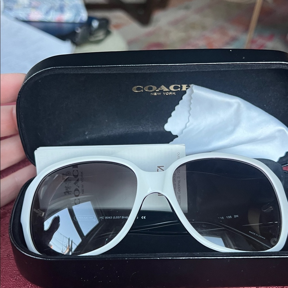 Coach White with black rim Sunglasses